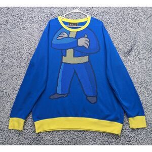 Bethesda Fallout Pip Boy Sweatshirt Mens XXL Pullover Graphic Print Gamer Blue